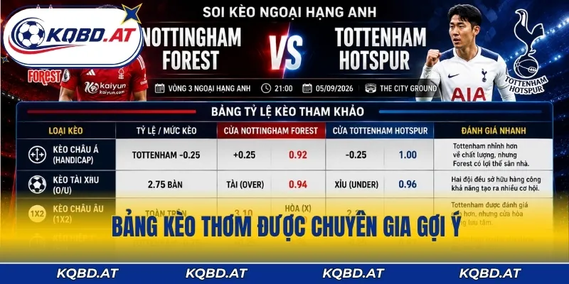 Bảng kèo thơm được chuyên gia gợi ý