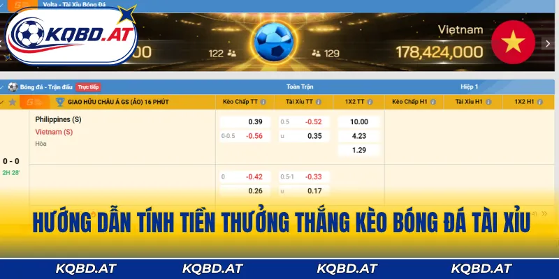 Hướng dẫn tính tiền thưởng thắng kèo bóng đá Tài Xỉu