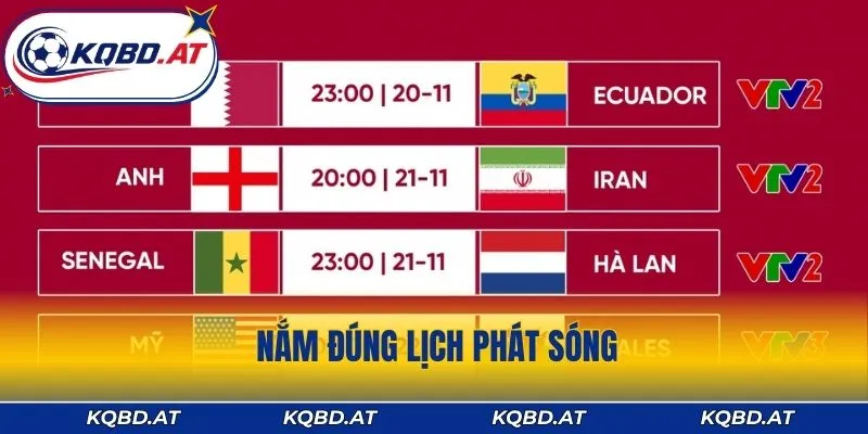 Nắm đúng lịch phát sóng, tận hưởng trọn vẹn từng trận cầu