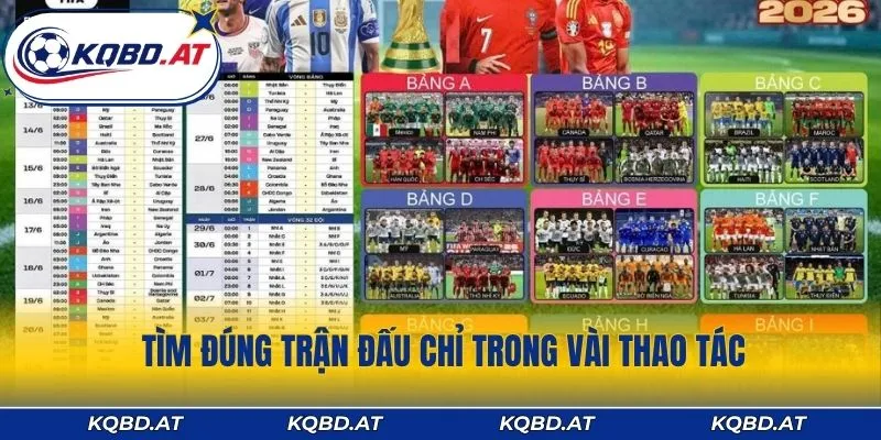 Tìm đúng trận đấu chỉ trong vài thao tác