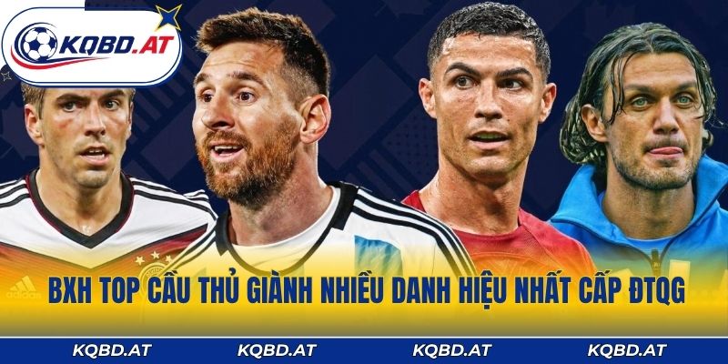 BXH top cầu thủ giành nhiều danh hiệu nhất cấp ĐTQG